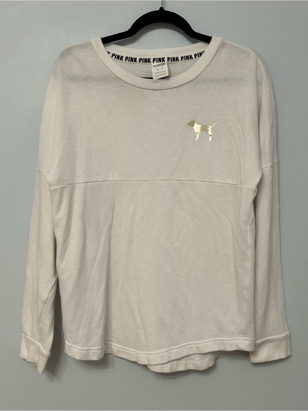 Victoria's Secret PINK White Gold Sequin Long Sleeve Top